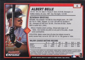 2001 Bowman Chrome #6 Albert Belle Back