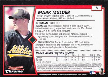 2001 Bowman Chrome #8 Mark Mulder Back