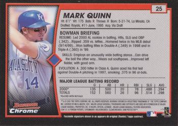 2001 Bowman Chrome #25 Mark Quinn Back