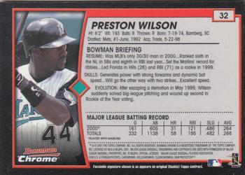 2001 Bowman Chrome #32 Preston Wilson Back