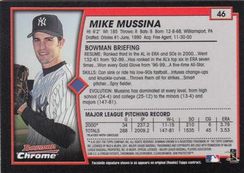 2001 Bowman Chrome #46 Mike Mussina Back