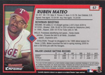 2001 Bowman Chrome #57 Ruben Mateo Back