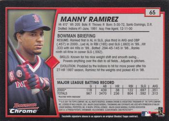 2001 Bowman Chrome #65 Manny Ramirez Back