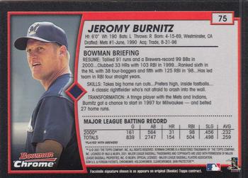 2001 Bowman Chrome #75 Jeromy Burnitz Back