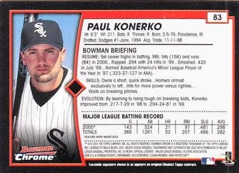 2001 Bowman Chrome #83 Paul Konerko Back
