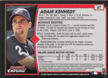 2001 Bowman Chrome #87 Adam Kennedy Back