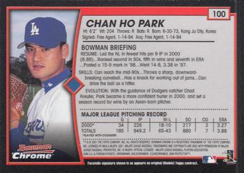 2001 Bowman Chrome #100 Chan Ho Park Back