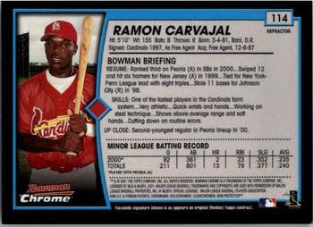 2001 Bowman Chrome #114 Ramon Carvajal Back