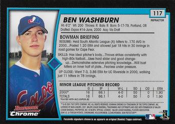 2001 Bowman Chrome #117 Ben Washburn Back