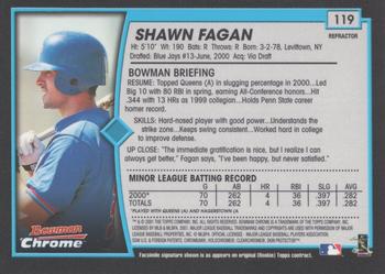 2001 Bowman Chrome #119 Shawn Fagan Back