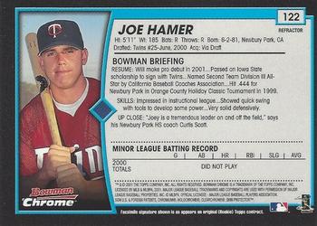 2001 Bowman Chrome #122 Joe Hamer Back