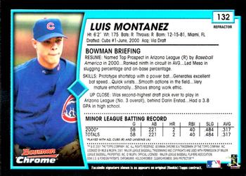 2001 Bowman Chrome #132 Luis Montanez Back