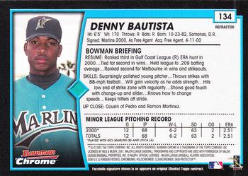 2001 Bowman Chrome #134 Denny Bautista Back
