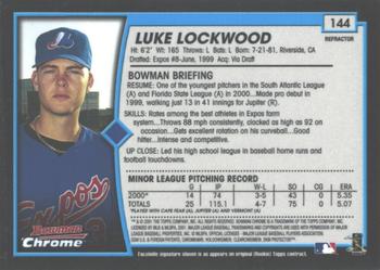 2001 Bowman Chrome #144 Luke Lockwood Back