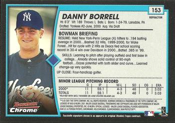 2001 Bowman Chrome #153 Danny Borrell Back