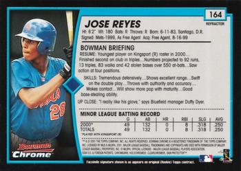 2001 Bowman Chrome #164 Jose Reyes Back