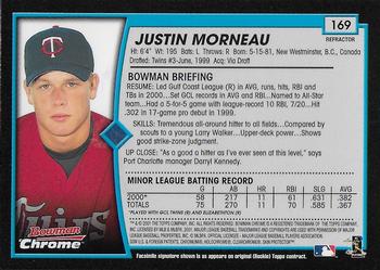 2001 Bowman Chrome #169 Justin Morneau Back