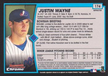 2001 Bowman Chrome #174 Justin Wayne Back