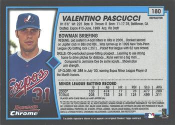 2001 Bowman Chrome #180 Valentino Pascucci Back