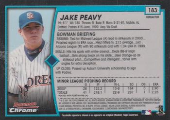 2001 Bowman Chrome #183 Jake Peavy Back