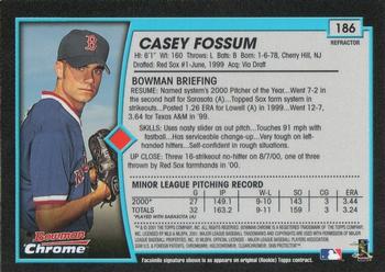 2001 Bowman Chrome #186 Casey Fossum Back