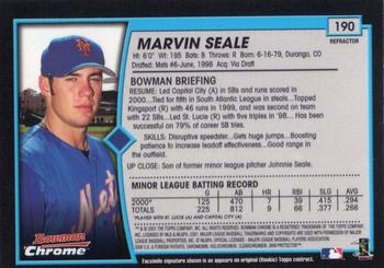 2001 Bowman Chrome #190 Marvin Seale Back