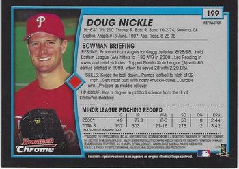 2001 Bowman Chrome #199 Doug Nickle Back