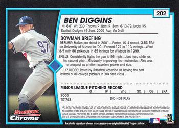 2001 Bowman Chrome #202 Ben Diggins Back