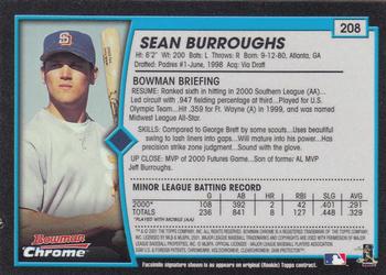 2001 Bowman Chrome #208 Sean Burroughs Back