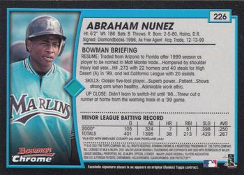 2001 Bowman Chrome #226 Abraham Nunez Back