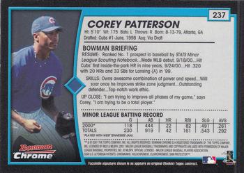 2001 Bowman Chrome #237 Corey Patterson Back