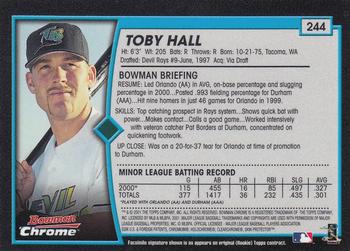 2001 Bowman Chrome #244 Toby Hall Back