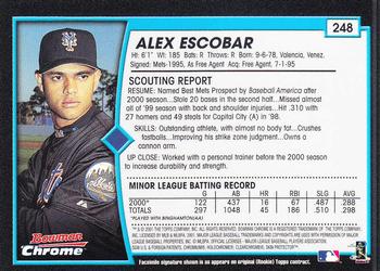 2001 Bowman Chrome #248 Alex Escobar Back