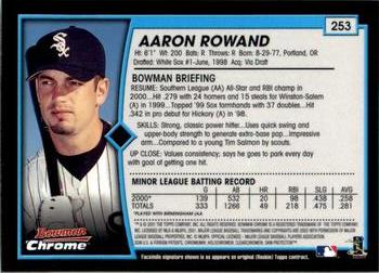 2001 Bowman Chrome #253 Aaron Rowand Back