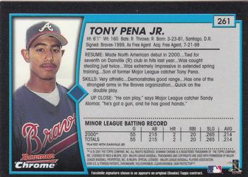 2001 Bowman Chrome #261 Tony Pena Jr. Back