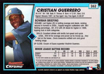 2001 Bowman Chrome #262 Cristian Guerrero Back