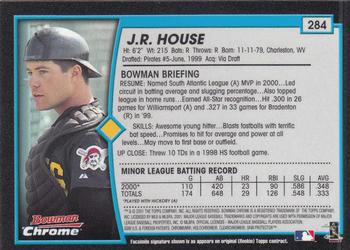 2001 Bowman Chrome #284 J.R. House Back