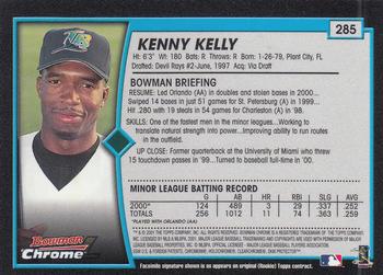 2001 Bowman Chrome #285 Kenny Kelly Back
