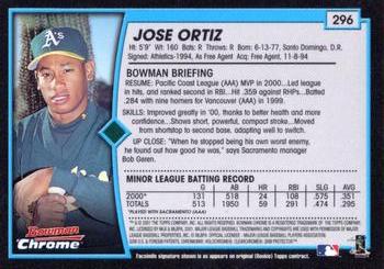 2001 Bowman Chrome #296 Jose Ortiz Back