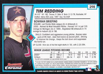 2001 Bowman Chrome #298 Tim Redding Back