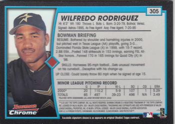 2001 Bowman Chrome #305 Wilfredo Rodriguez Back