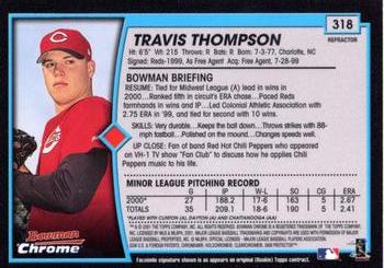 2001 Bowman Chrome #318 Travis Thompson Back