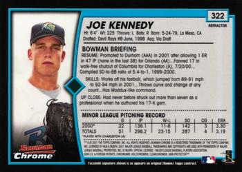 2001 Bowman Chrome #322 Joe Kennedy Back