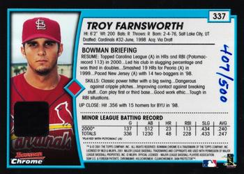 2001 Bowman Chrome #337 Troy Farnsworth Back