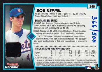 2001 Bowman Chrome #345 Bob Keppel Back