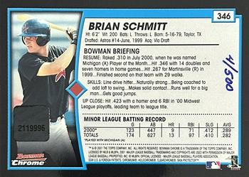 2001 Bowman Chrome #346 Brian Schmitt Back