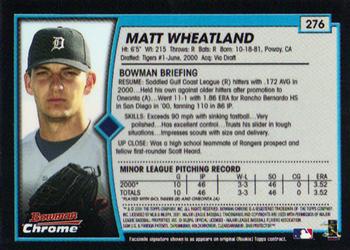2001 Bowman Chrome #276 Matt Wheatland Back
