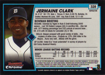 2001 Bowman Chrome #328 Jermaine Clark Back