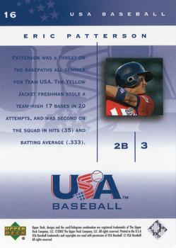 2002 Upper Deck USA Baseball National Team #16 Eric Patterson Back