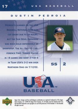 2002 Upper Deck USA Baseball National Team #17 Dustin Pedroia Back
